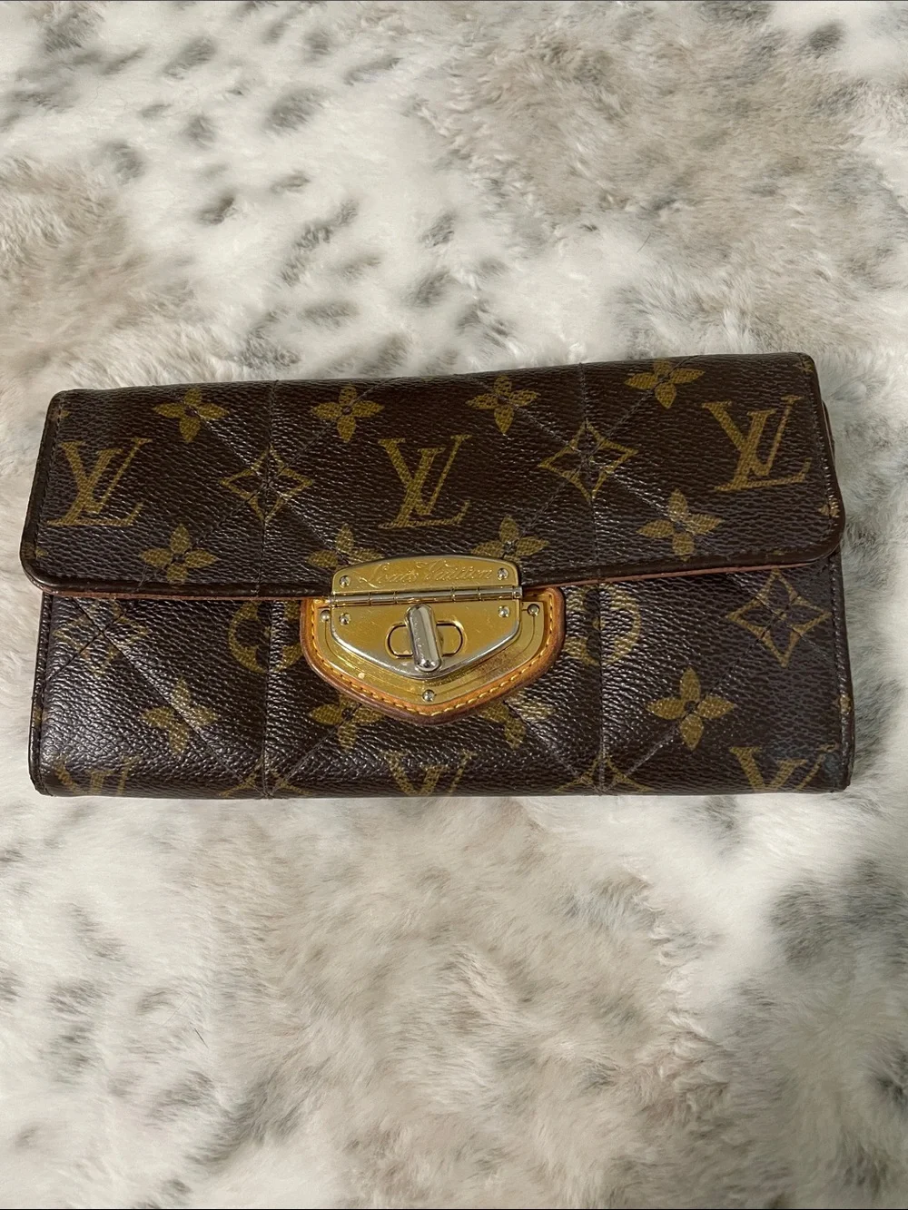Louis Vuitton Monogram Canvas Brown and Gold Turn-Lock Wallet